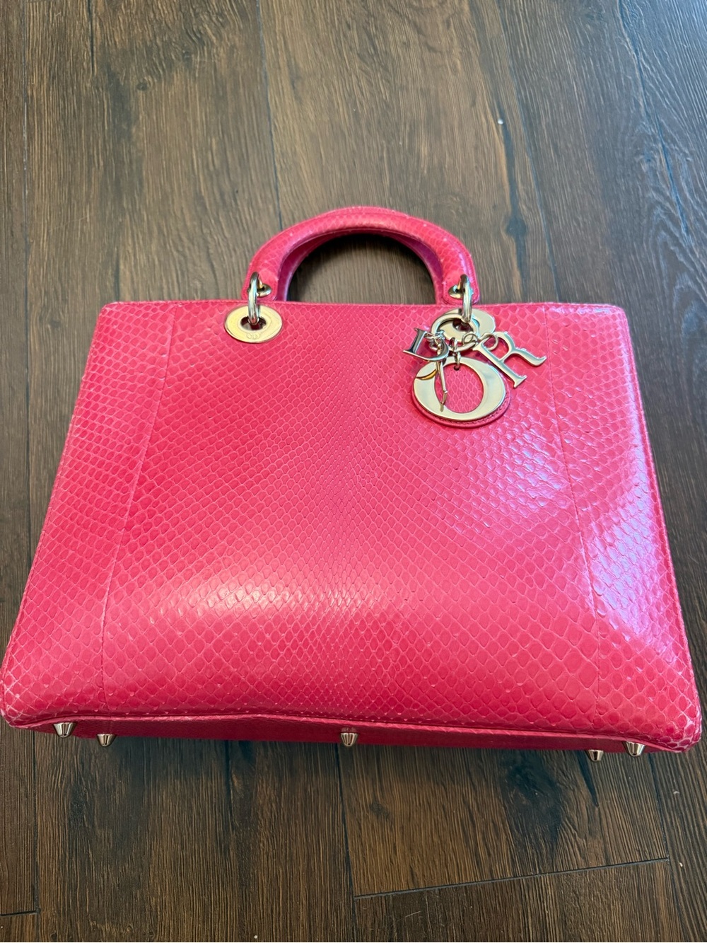 Large Hot Pink Python Lady Dior - Picture 2 of 11